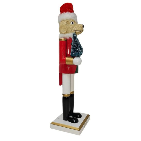 Dog Christmas Soldier Puppy Wood 14" Nutcracker - Picture 4 of 4